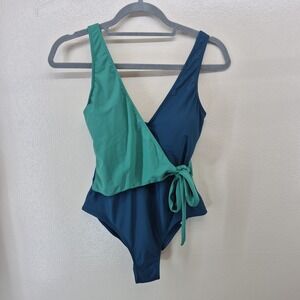 SUMMERSALT The Perfect Wrap‎ One Piece Swimsuit Women's Small Seaglass Seaweed